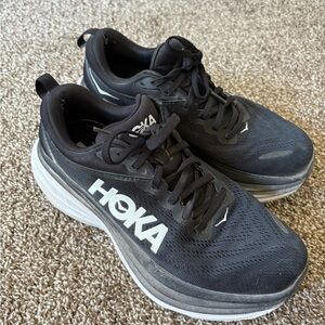 Hoka bondi 8 Black and White Athletic Shoes - women’s 8.5